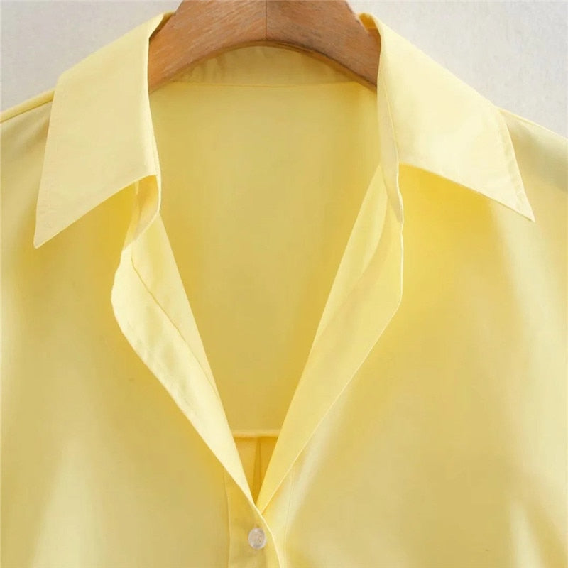 PSEEWE Za Top Woman Yellow Button Up Shirt Women Long Sleeve Spring 2021 Office Blouse Female Asymmetric Hem Chic Pink Shirt