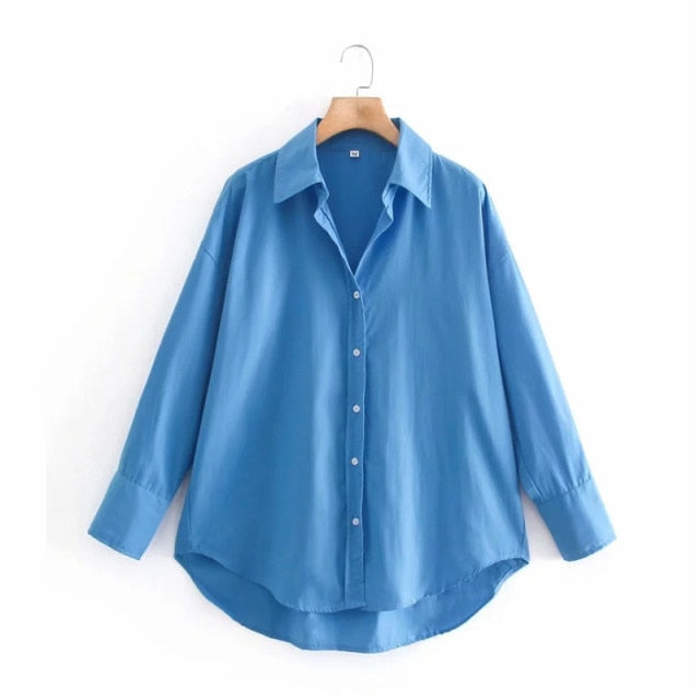 PSEEWE Za Top Woman Yellow Button Up Shirt Women Long Sleeve Spring 2021 Office Blouse Female Asymmetric Hem Chic Pink Shirt