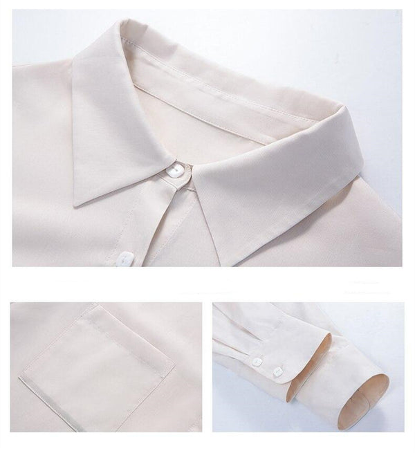 Spring New Women Blouse Elegant Office Lady Style Chiffon Shirt Casual Loose Long Sleeve White Shirts Women SA25114C