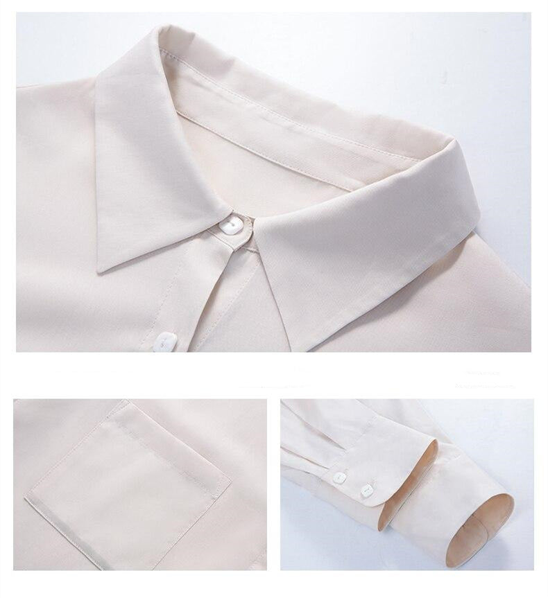 Spring New Women Blouse Elegant Office Lady Style Chiffon Shirt Casual Loose Long Sleeve White Shirts Women SA25114C